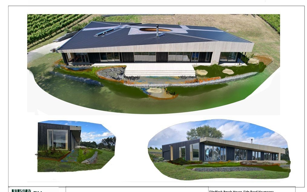Black Beach House concept: front terrace landscape plan by Tim Durrant Design