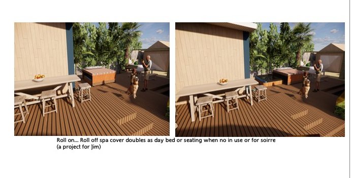 Deck and spa concept render, Haumoana, by Tim Durrant Design